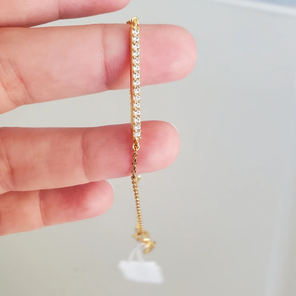J.Crew crystal bar adjustable Length bracelet, gold - Picture 3 of 4